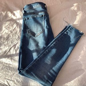 High waisted blue jeans